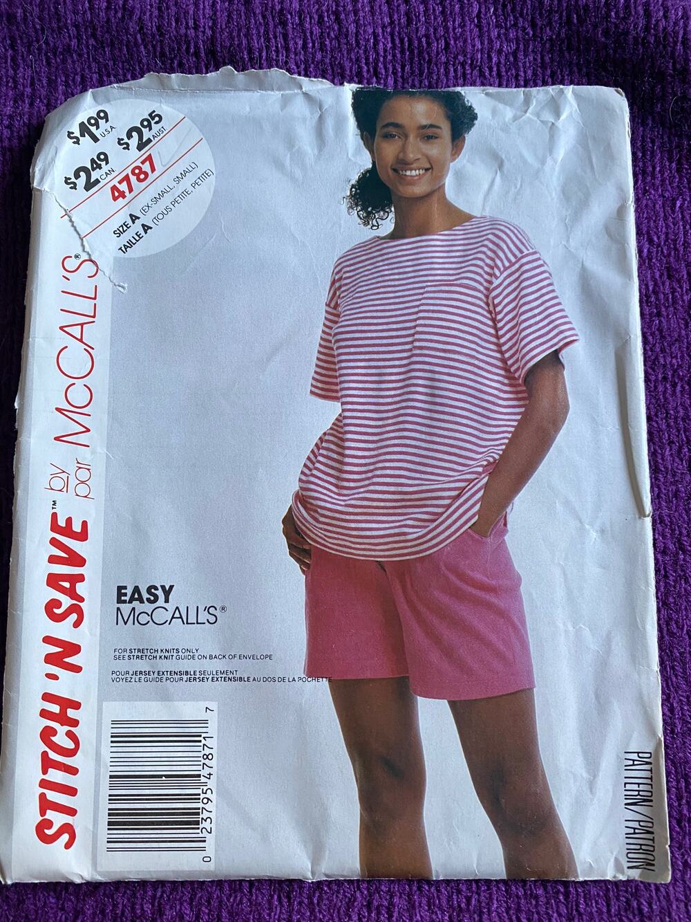 McCalls 4787 top shorts sewing pattern sz xs s